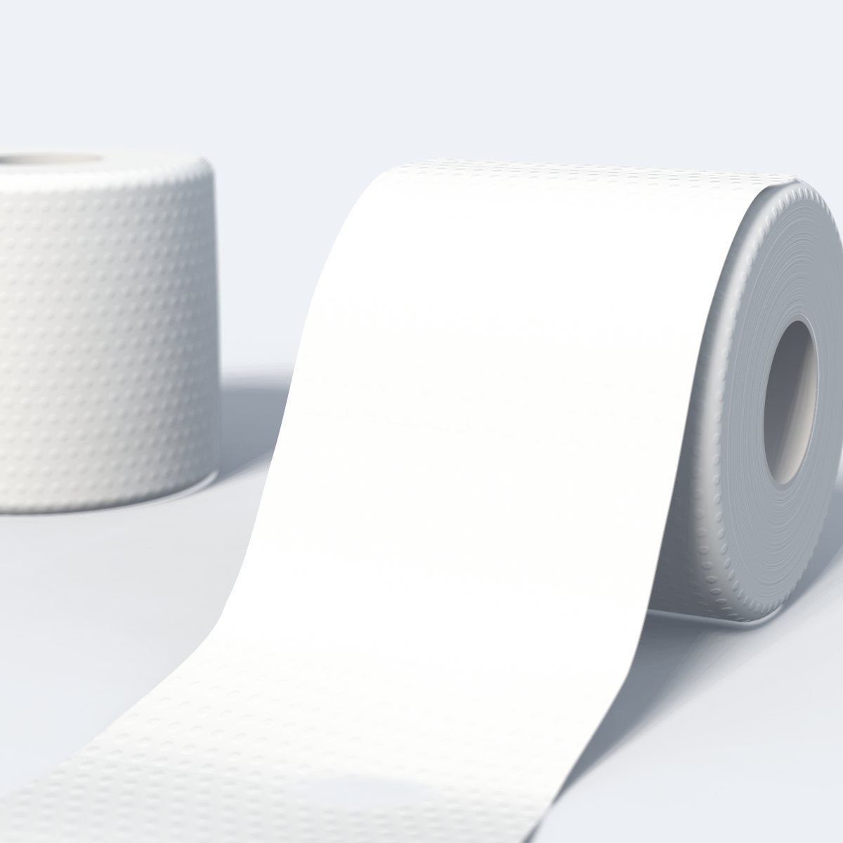 Embossed sheet unrolled from a toilet roll